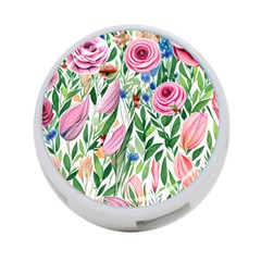 Different Watercolor Flowers Botanical Foliage 4-port Usb Hub (one Side) by GardenOfOphir