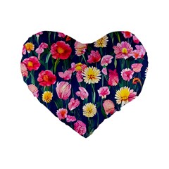 Botanical Flowers Pattern Standard 16  Premium Heart Shape Cushions by GardenOfOphir