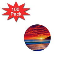 Sunset Over The Ocean 1  Mini Buttons (100 Pack)  by GardenOfOphir