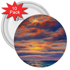 Serene Sunset Over Beach 3  Buttons (10 Pack)  by GardenOfOphir