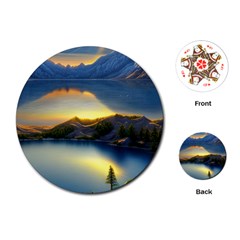 Crimson Sunset Playing Cards Single Design (round) by GardenOfOphir