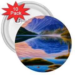 Romantic Lake Sunset 3  Buttons (10 Pack)  by GardenOfOphir