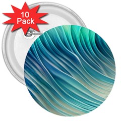 Pastel Ocean Waves 3  Buttons (10 Pack)  by GardenOfOphir
