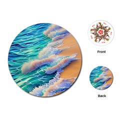 Waves At The Ocean s Edge Playing Cards Single Design (round) by GardenOfOphir
