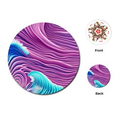 Pink Water Waves Playing Cards Single Design (round) by GardenOfOphir