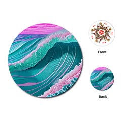 Pink Ocean Waves Playing Cards Single Design (round) by GardenOfOphir