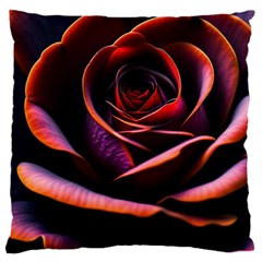 Purple Flower Rose Flower Black Background Standard Premium Plush Fleece Cushion Case (one Side) by Ravend