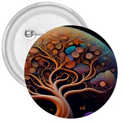 Trees Dream Art Intricate Patterns Digital Nature 3  Buttons by Ravend