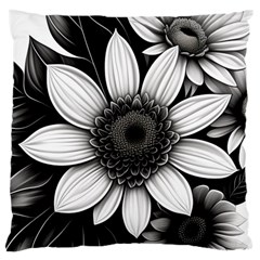 Sketch Flowers Art Background Photorealistic Large Cushion Case (one Side) by Ravend