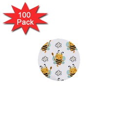 Art Bee Pattern Design Wallpaper Background 1  Mini Buttons (100 Pack)  by Ravend