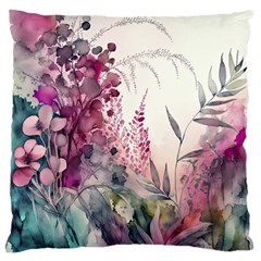 Ai Generated Flowers Watercolour Nature Plant Large Cushion Case (one Side) by Ravend