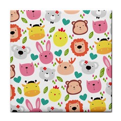 Cute Animals Cartoon Seamless Background Face Towel by Jancukart