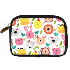 Cute Animals Cartoon Seamless Background Digital Camera Leather Case by Jancukart
