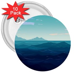 Ai Generated Ocean Waves Sea Water Nautical 3  Buttons (10 Pack)  by Pakemis