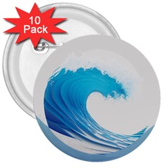 Wave Tsunami Tidal Wave Ocean Sea Water 3  Buttons (10 Pack)  by Pakemis