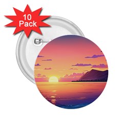 Sunset Ocean Beach Water Tropical Island Vacation 3 2 25  Buttons (10 Pack)  by Pakemis