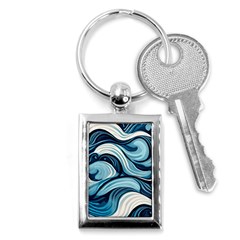 Pattern Ocean Waves Arctic Ocean Blue Nature Sea Key Chain (rectangle) by Pakemis
