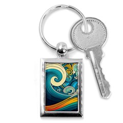 Waves Wave Ocean Sea Abstract Whimsical Abstract Art Key Chain (rectangle) by Pakemis