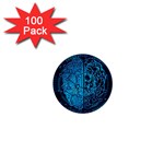 Artificial Intelligence Network Blue Art 1  Mini Buttons (100 pack)  Front