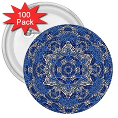 Mandala Rosette Kaleidoscope Abstract Background 3  Buttons (100 Pack)  by Jancukart