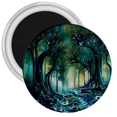 Trees Forest Mystical Forest Nature 3  Magnets by Ravend