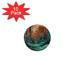 Ai Generated Tree Forest Mystical Forest Nature 1  Mini Buttons (10 Pack)  by Ravend