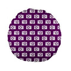 Modern Chic Vector Camera Illustration Pattern Standard 15  Premium Flano Round Cushions by GardenOfOphir
