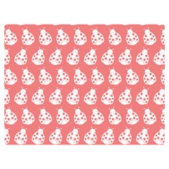 Coral And White Lady Bug Pattern Two Sides Premium Plush Fleece Blanket (extra Small) by GardenOfOphir