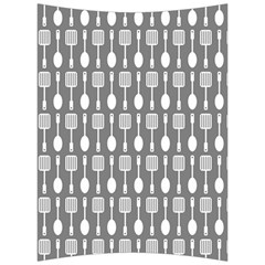 Gray And White Kitchen Utensils Pattern Back Support Cushion by GardenOfOphir
