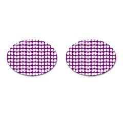 Purple And White Leaf Pattern Cufflinks (oval) by GardenOfOphir
