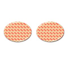 Modern Retro Chevron Patchwork Pattern Cufflinks (oval) by GardenOfOphir