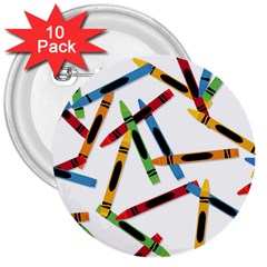 Crayons Color Pencils Stationary 3  Buttons (10 Pack)  by Ravend