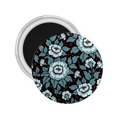 Vintage Floral Pattern Blue Damask Pattern Blue Vintage 2 25  Magnets by Semog4