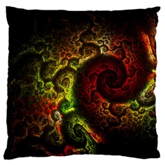 Green And Red Lights Wallpaper Fractal Digital Art Artwork Large Premium Plush Fleece Cushion Case (two Sides) by Semog4