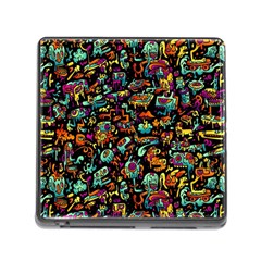 Cartoon Monster Pattern Abstract Background Memory Card Reader (square 5 Slot) by Semog4