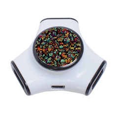 Cartoon Monster Pattern Abstract Background 3-port Usb Hub by Semog4