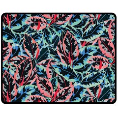 Leaves Leaf Pattern Patterns Colorfu Two Sides Fleece Blanket (medium) by Semog4