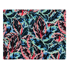 Leaves Leaf Pattern Patterns Colorfu Premium Plush Fleece Blanket (large) by Semog4
