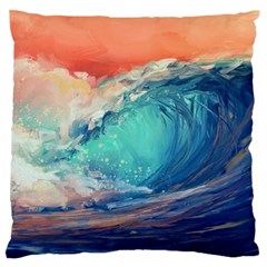 Artistic Wave Sea Large Premium Plush Fleece Cushion Case (two Sides) by Semog4