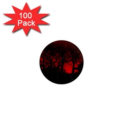 Dark Forest Jungle Plant Black Red Tree 1  Mini Magnets (100 Pack)  by Semog4