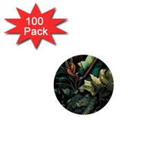 Tropical Leaf Leaves Foliage Monstera Nature 1  Mini Buttons (100 Pack)  by Jancukart