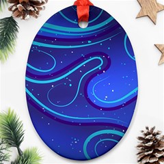 Spiral Shape Blue Abstract Oval Ornament (two Sides) by Jancukart
