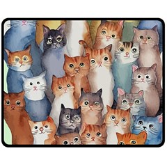 Cats Watercolor Pet Animal Mammal Fleece Blanket (medium) by Jancukart
