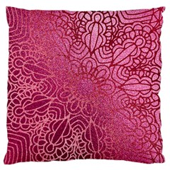 Pink Mandala Glitter Bohemian Girly Glitter Large Premium Plush Fleece Cushion Case (two Sides) by Semog4