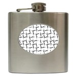 Precision Pursuit: Hunting Motif Black and White Pattern Hip Flask (6 oz) Front