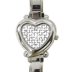 Precision Pursuit: Hunting Motif Black And White Pattern Heart Italian Charm Watch by dflcprintsclothing