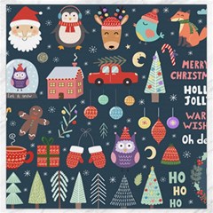 Vector Set Cute Christmas Elements Santa Penguin Deer Bear Fox Owl Trees Snowman Bird Angel More Canvas 12  X 12  by Semog4