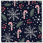 Holiday Seamless Pattern With Christmas Candies Snoflakes Fir Branches Berries Canvas 12  x 12  11.4 x11.56  Canvas - 1