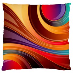 Abstract Colorful Background Wavy Large Premium Plush Fleece Cushion Case (two Sides) by Semog4