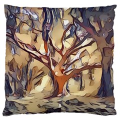 Tree Forest Woods Nature Landscape Large Premium Plush Fleece Cushion Case (two Sides) by Semog4